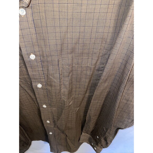 Roundtree & Yorke Dress Shirt Mens Size Large Brown Striped Long Sleeve Button - Picture 7 of 12